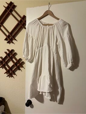 EMME White Gauze Peasant Dress